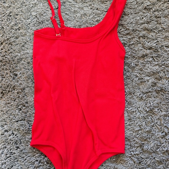 Red Ribbed Bodysuit - Picture 2 of 3